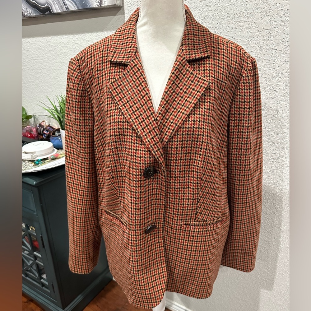 Talbots Women's Houndstooth Blazer - Red and Black size 20 w